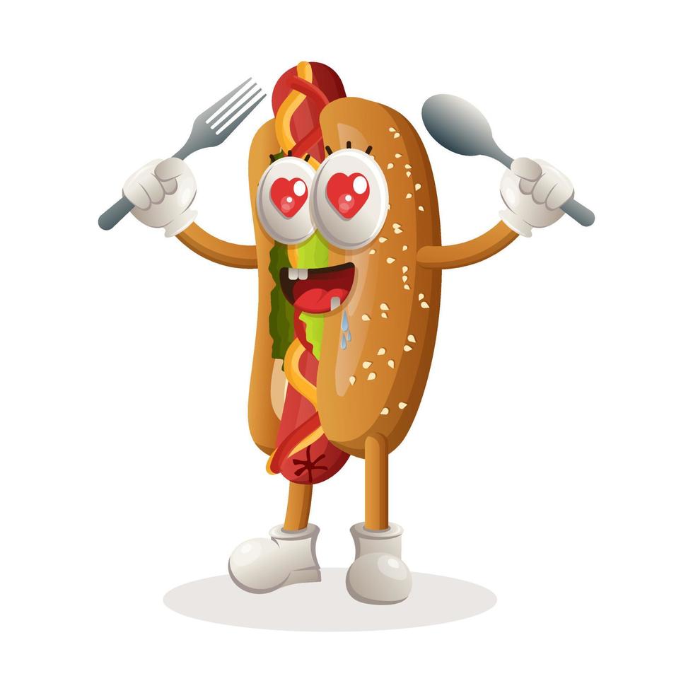 Cute hotdog mascot vector