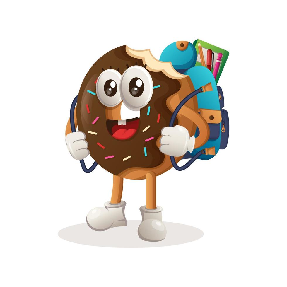 diseño de mascota de donut de regreso a la escuela. vector