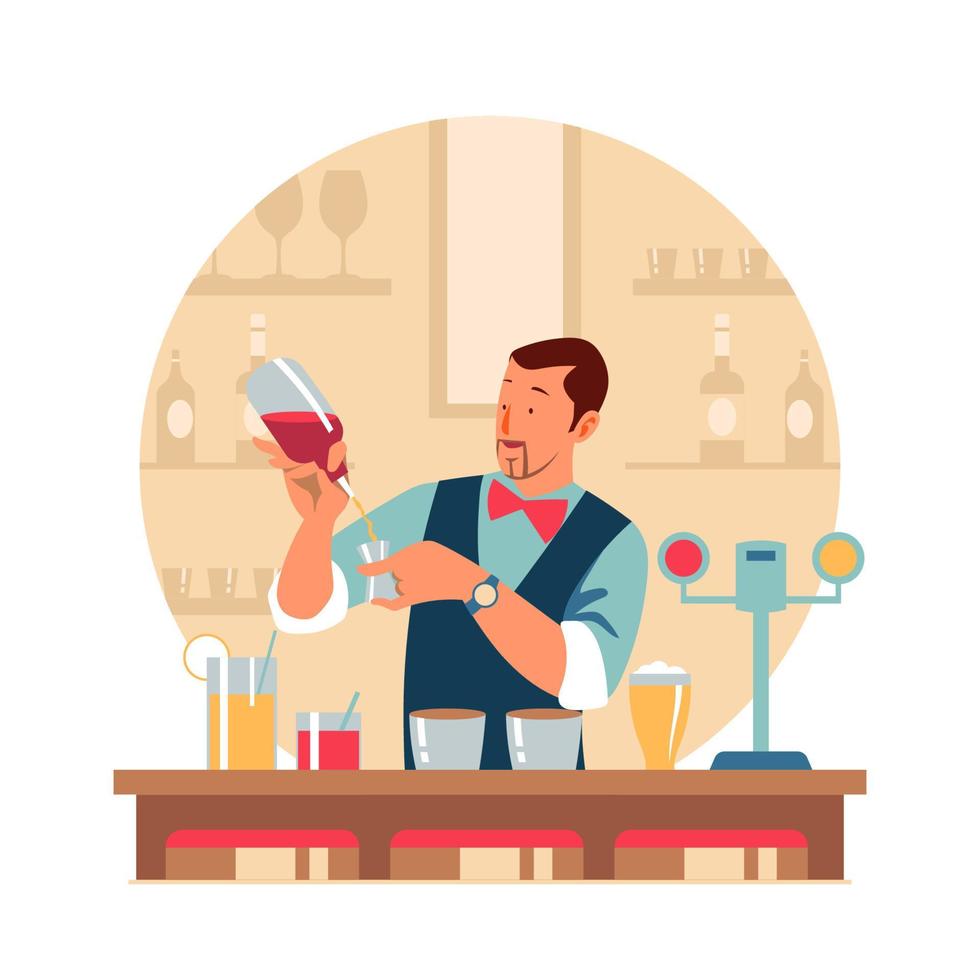 Bartender Mixing Drinks vector