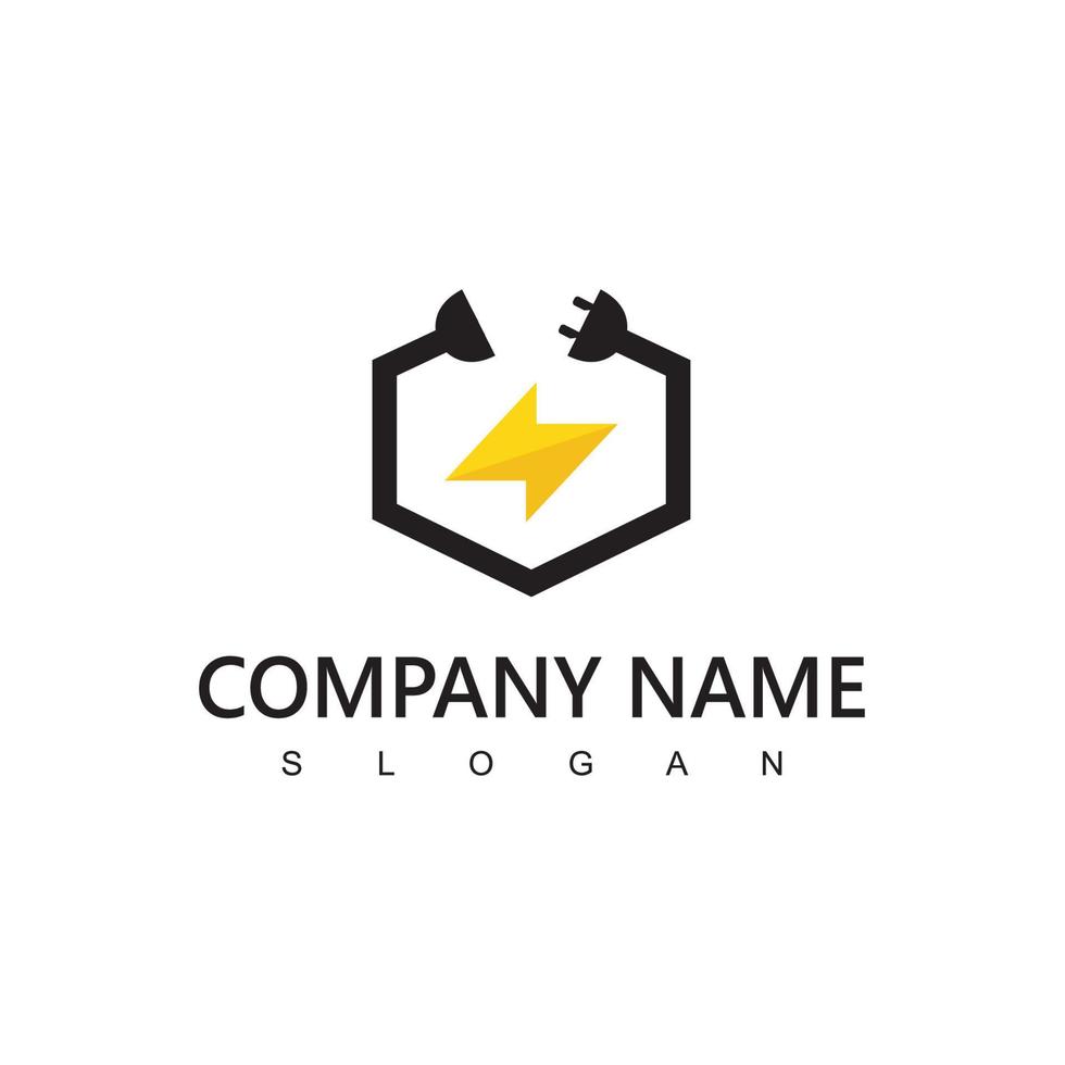 Electric Logo using Bolt And Plug Icon vector