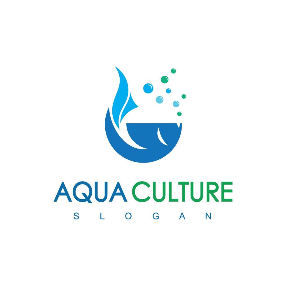 Blue Round Fish  Logo Aqua Culture Icon Concept Isolated On White Background vector