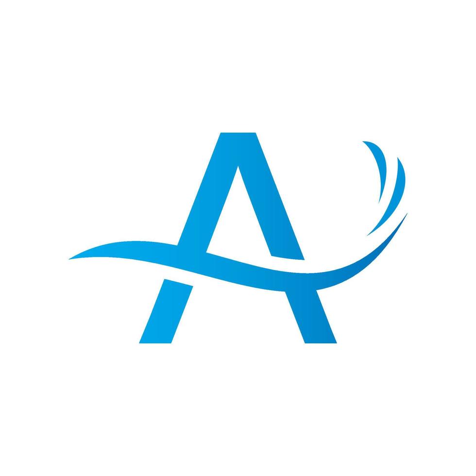 Letter A Minimalist Water Logo With Drop Water Symbol, Clean Water Icon vector