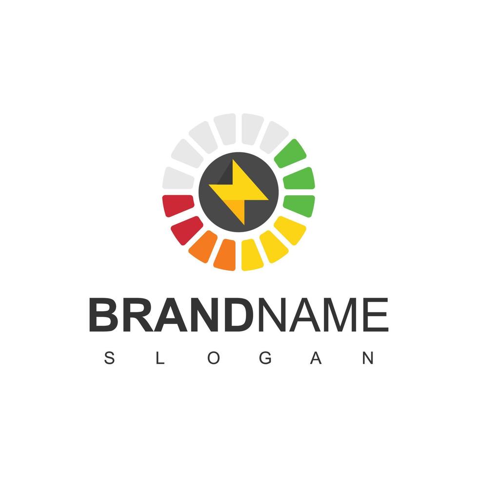 Electric Logo using Bolt And Circle Battery Bar Icon vector