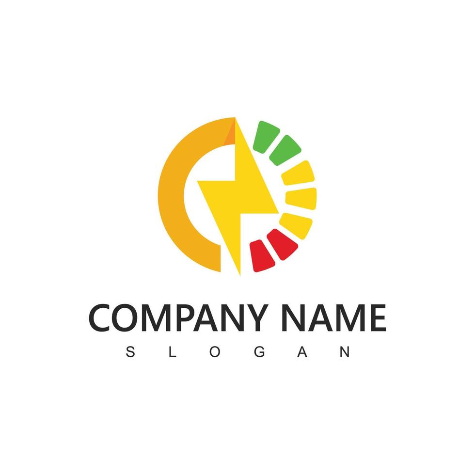Electric Logo using Bolt And Circle Battery Bar Icon vector