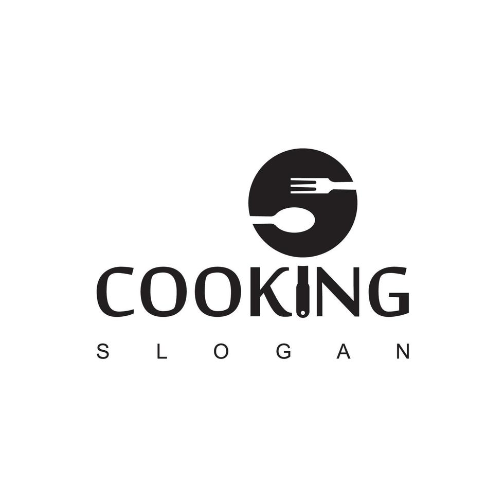 icono de comida y restaurante de plantilla de logotipo de cocina vector