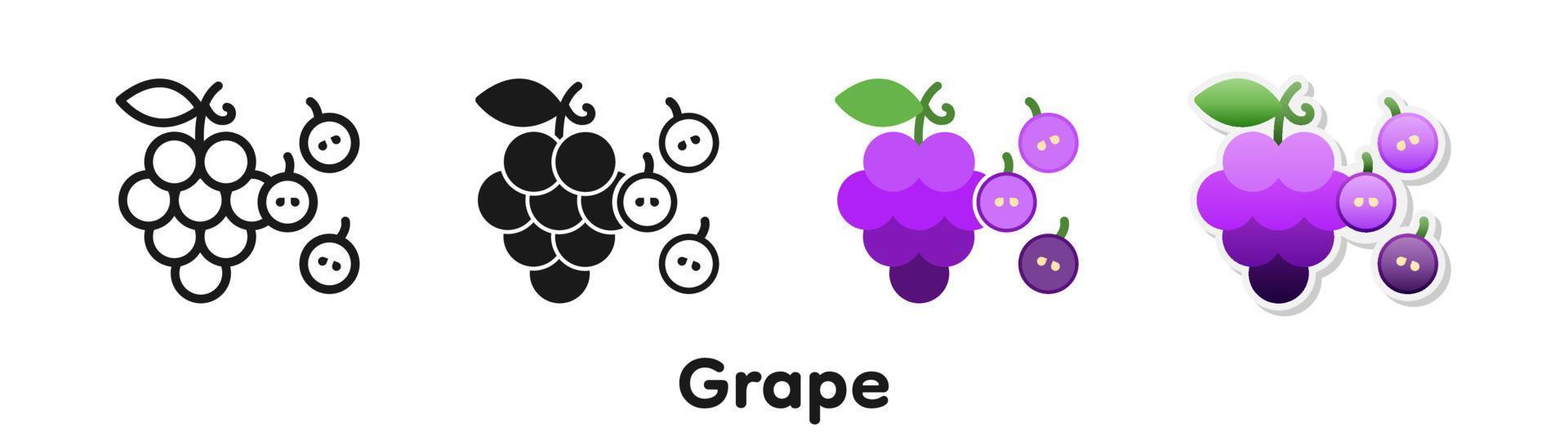 Vector icon set of Grape.