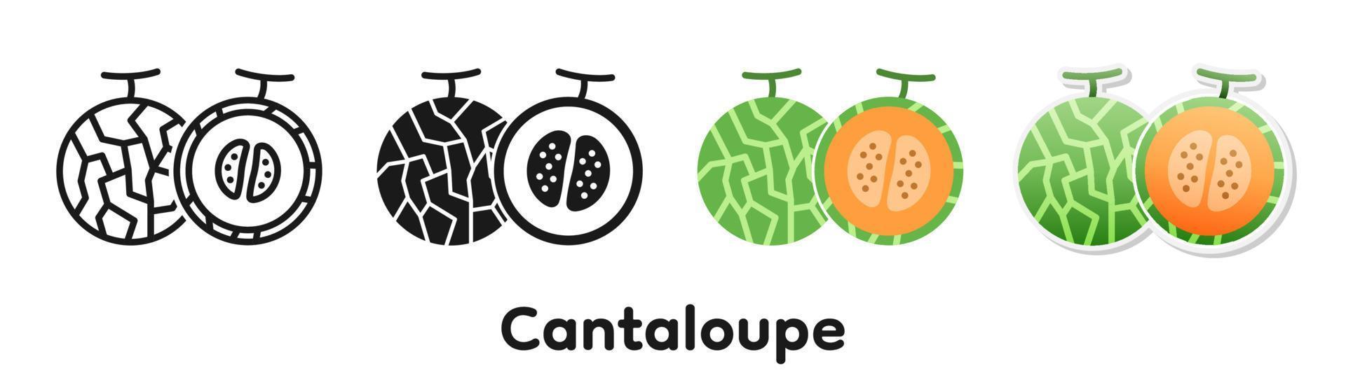 Vector icon set of Cantaloupe.
