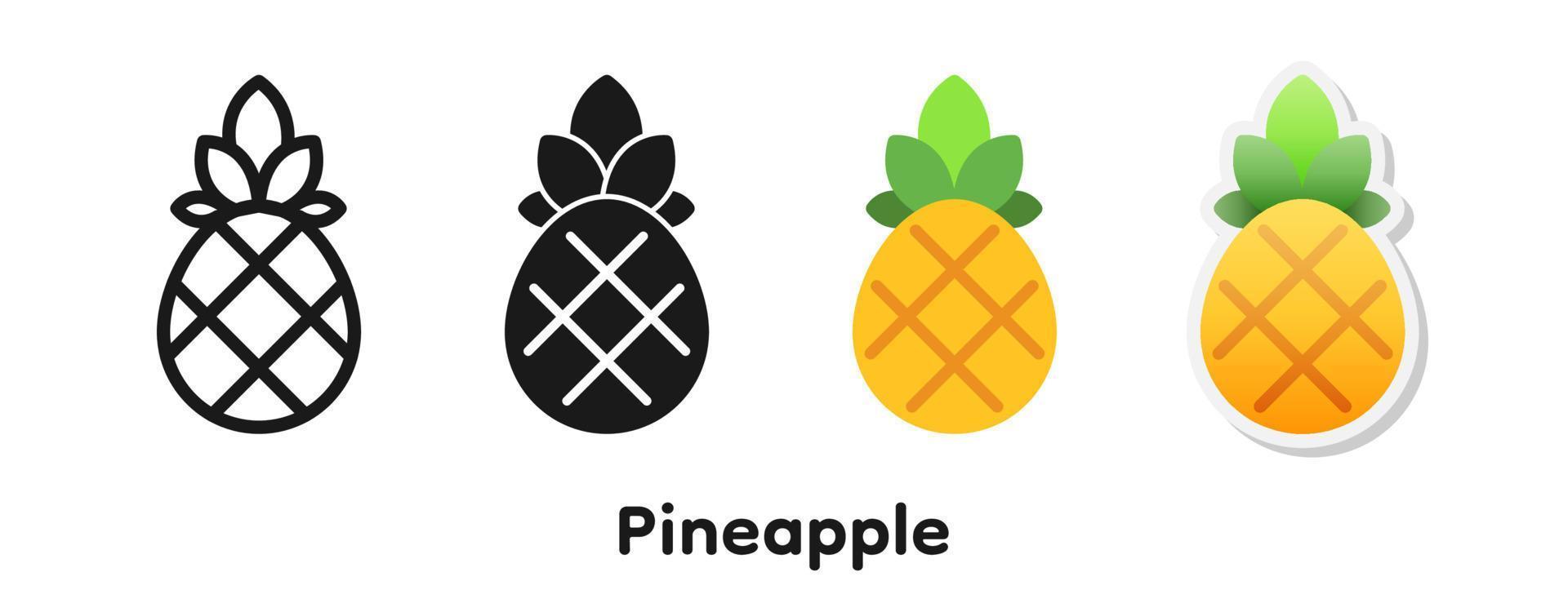 Vector icon set of Pineapple.