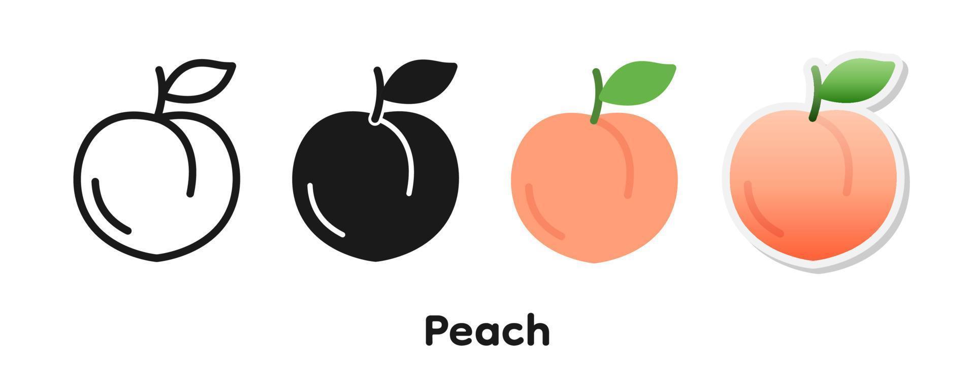 Vector icon set of Peach.