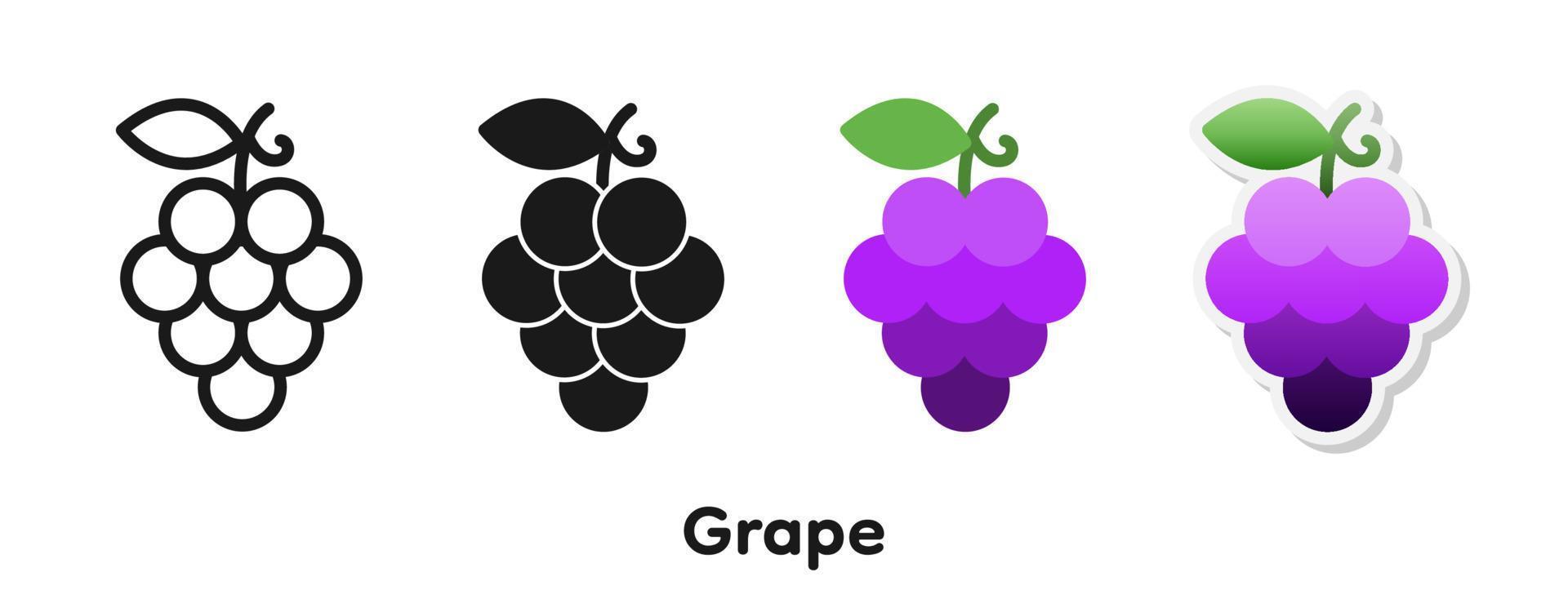 Vector icon set of Grape.