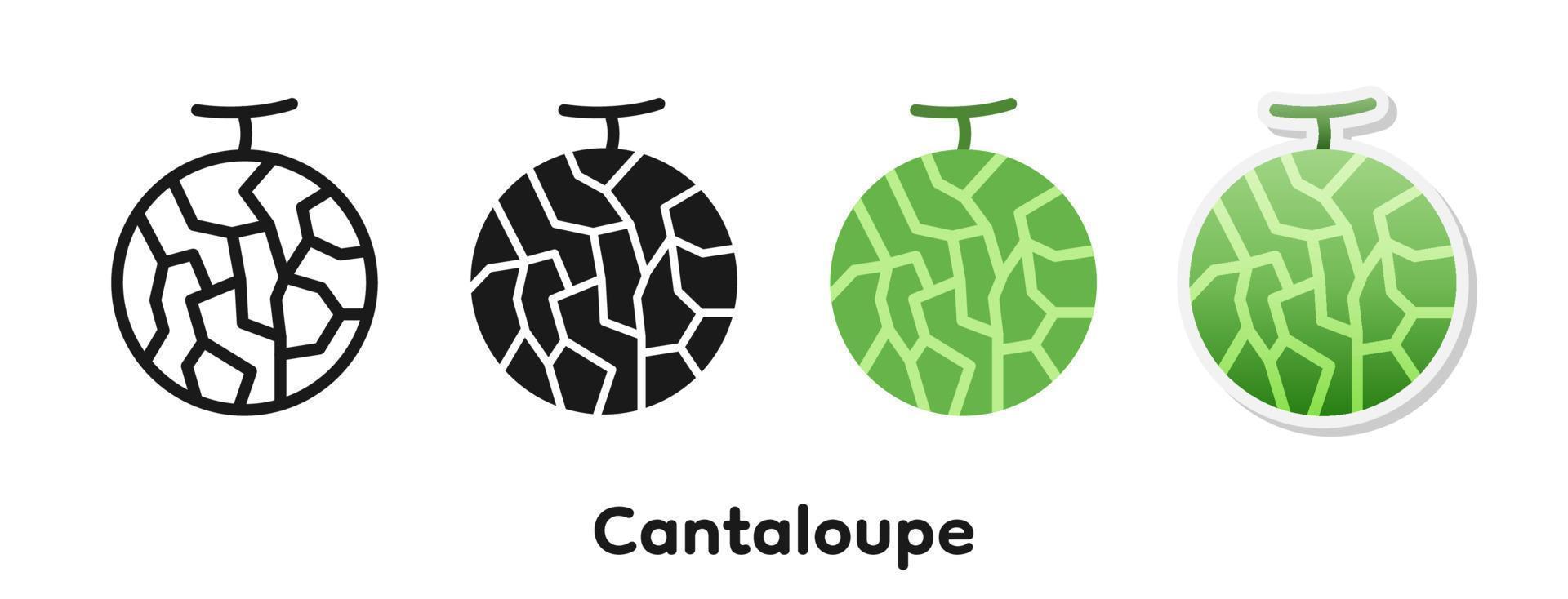 Vector icon set of Cantaloupe.