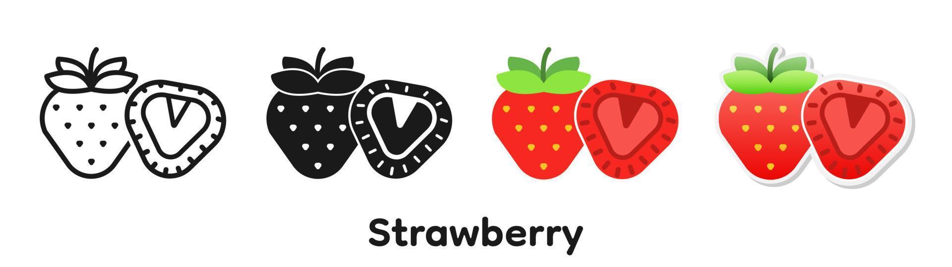 Vector icon set of Strawberry.