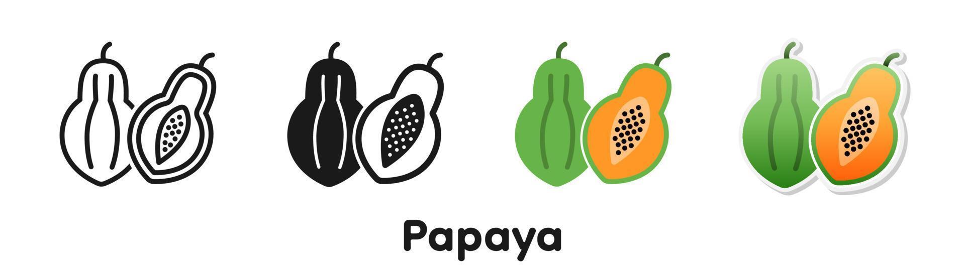 conjunto de iconos vectoriales de papaya. vector