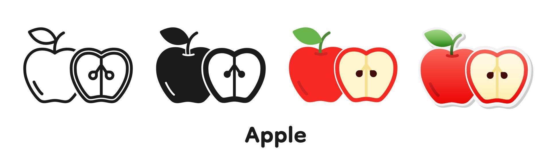 conjunto de iconos vectoriales de manzana. vector