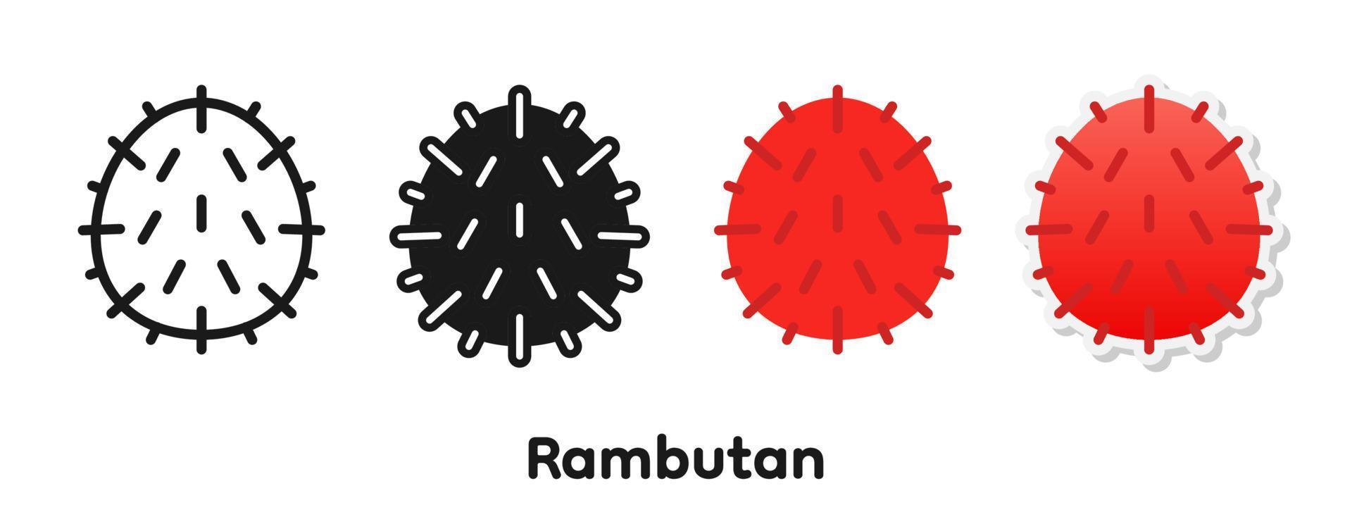 conjunto de iconos vectoriales de rambután. vector