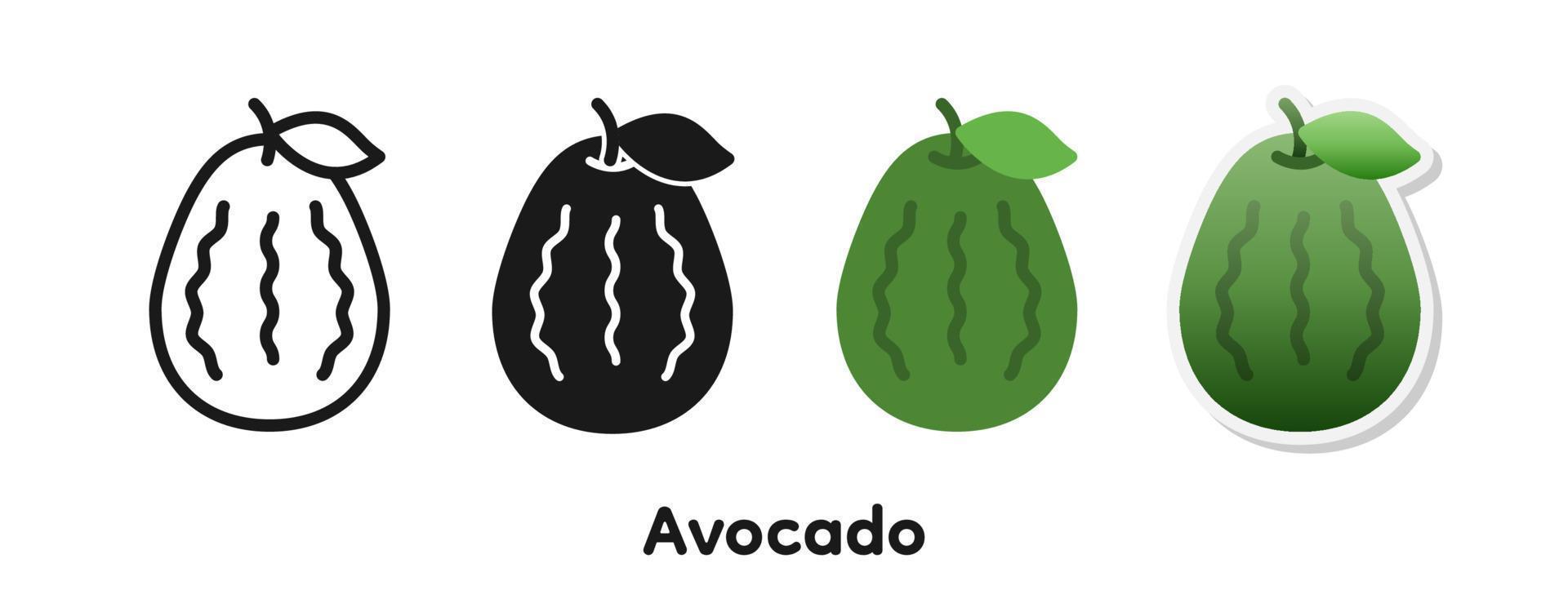 conjunto de iconos vectoriales de aguacate. vector