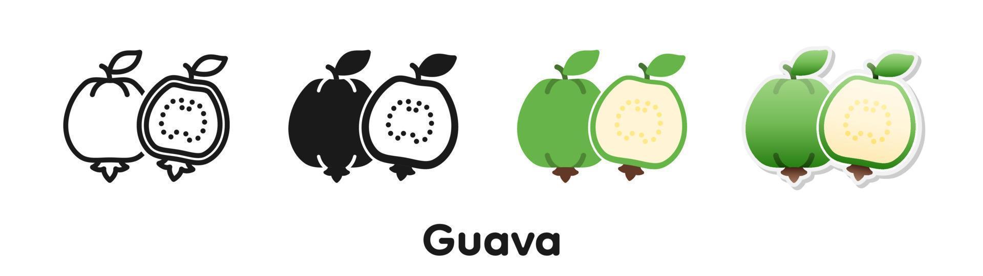 Vector icon set of Guava.