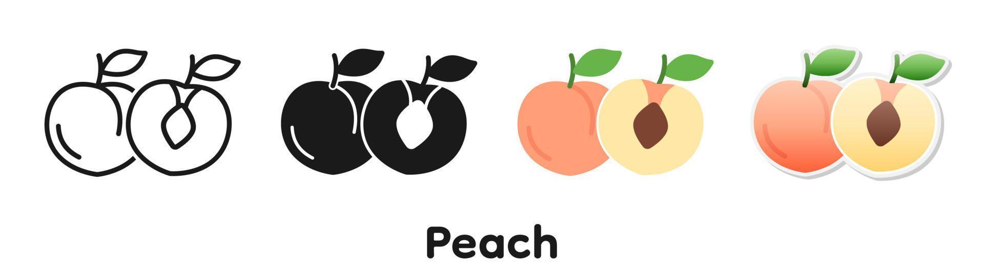 Vector icon set of Peach.