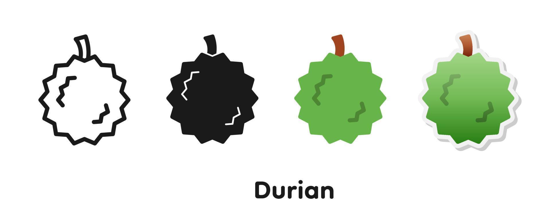 conjunto de iconos vectoriales de durian. vector