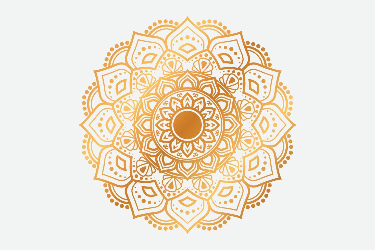 Diseño vectorial de fondo de mandala ornamental dorado de lujo. mandala decorativa para tatuaje, mehndi, patrón islámico, ornamento, arte, henna, patrón indio, impresión, afiche, portada, folleto, volante, pancarta vector