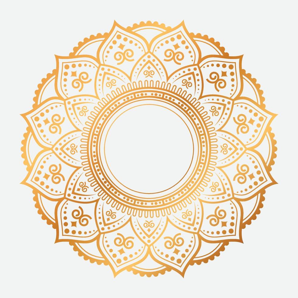 Diseño vectorial de fondo de mandala ornamental dorado de lujo. mandala decorativa para tatuaje, mehndi, patrón islámico, ornamento, arte, henna, patrón indio, impresión, afiche, portada, folleto, volante, pancarta vector