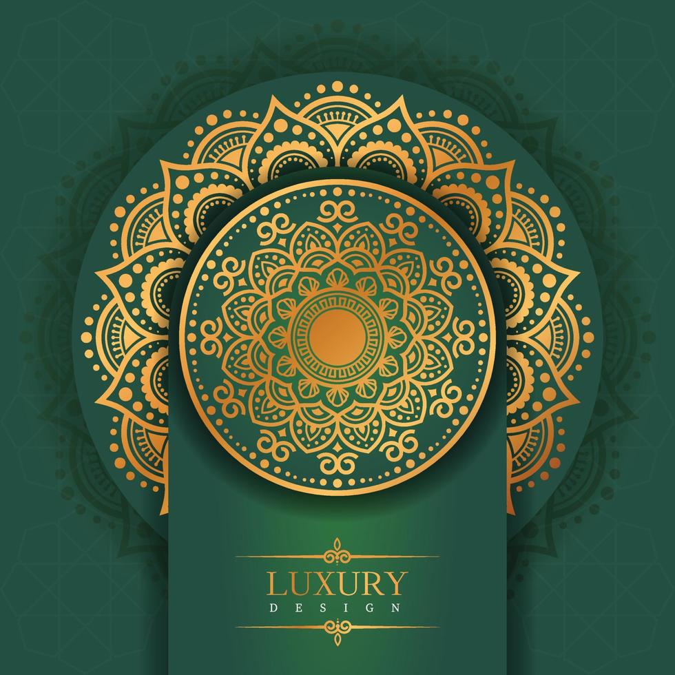 Diseño vectorial de fondo de mandala ornamental dorado de lujo. mandala decorativa para tatuaje, mehndi, patrón islámico, ornamento, arte, henna, patrón indio, impresión, afiche, portada, folleto, volante, pancarta vector