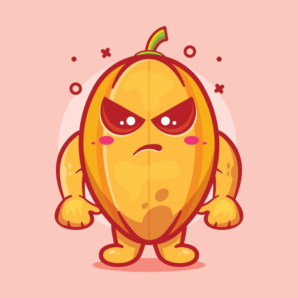 mascota seria de carambola con expresión enojada dibujos animados aislados en diseño de estilo plano vector