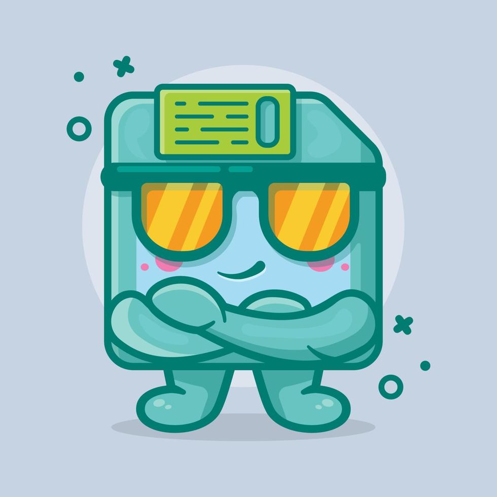 cute floppy disk character mascot with cool expression isolated cartoon in flat style design vector