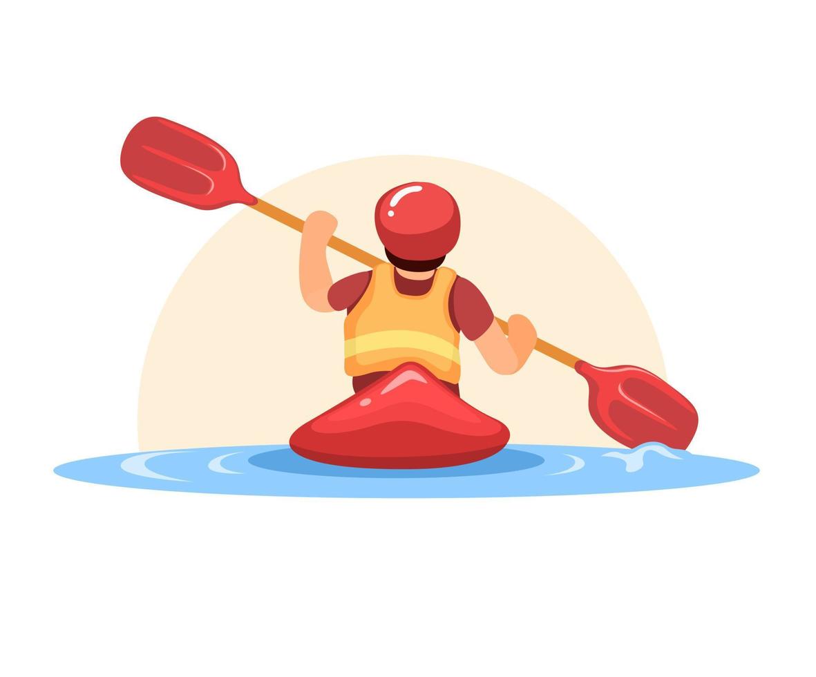 people kayaking water sport from back view illustration vector