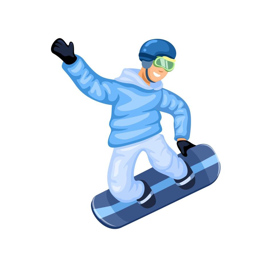 Snowboard freestyle in air extreme sport mascot character symbol illustration vector