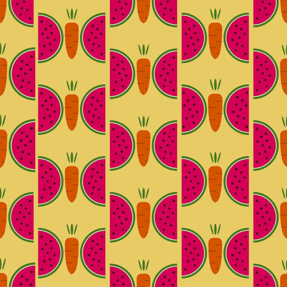 vegetables seamless pattern carrot with watermelon. repeating geometric shape background vector