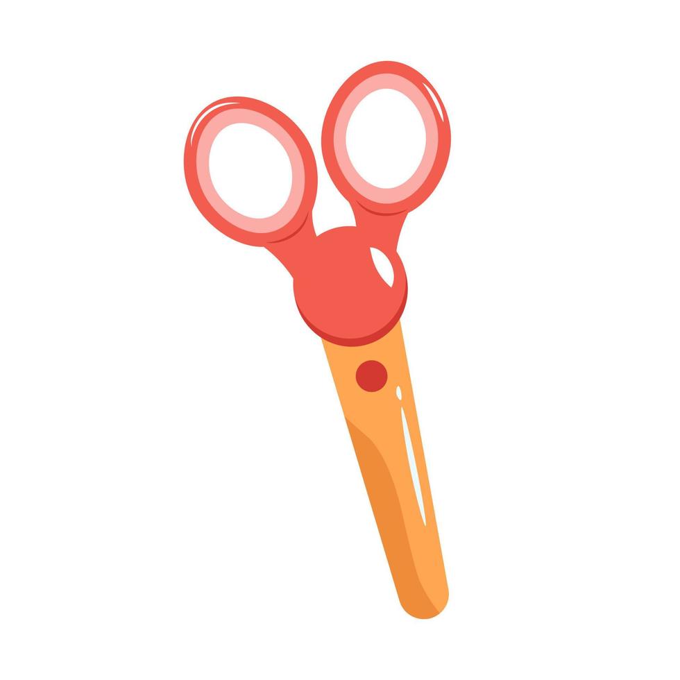 Colorful plastic scissors, top view. Colored scissors isolated on white background. School education stationery scissors supply vector illustration line and icon flat style.