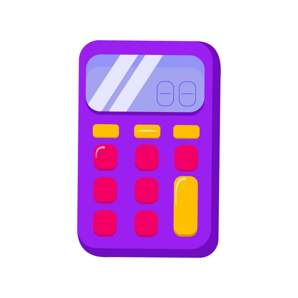 Pocket calculator isolated on white background in cartoon style. Math device. Flat style, vector illustration. Calculator accounting education. Mathematic accountant. Web icon.