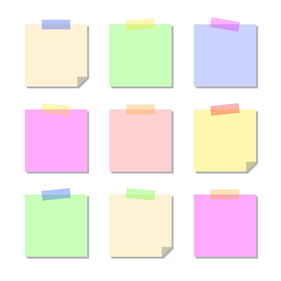 notas adhesivas de colores con cintas vector