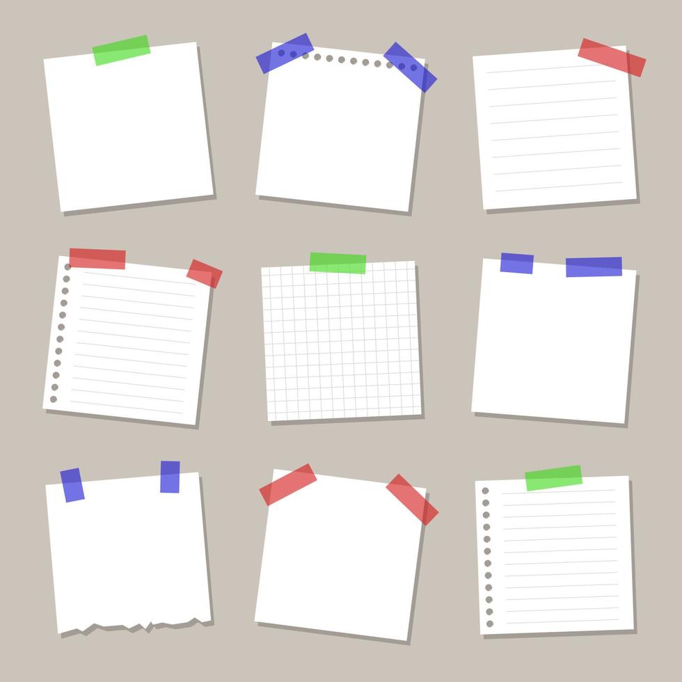 collection of white blank notes vector