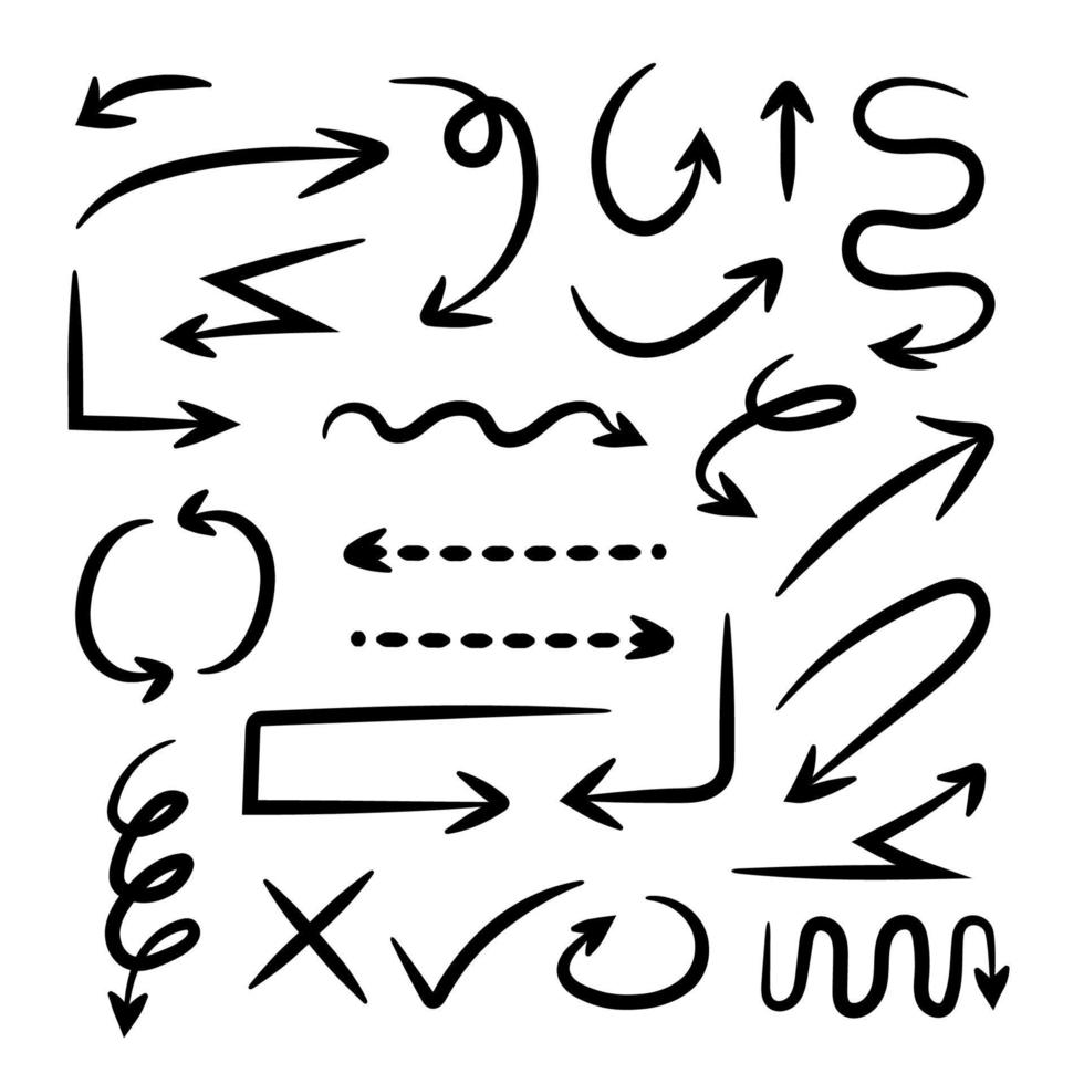collection of hand drawn irregular arrows vector