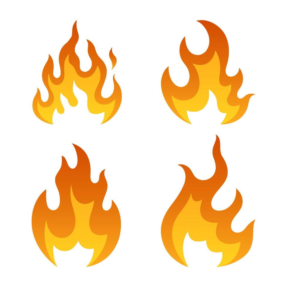 conjunto de ilustración de llamas de fuego rojo y naranja vector