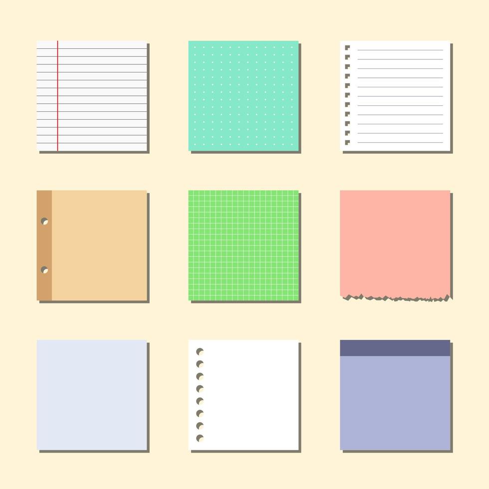 collection of colorful note pads design vector
