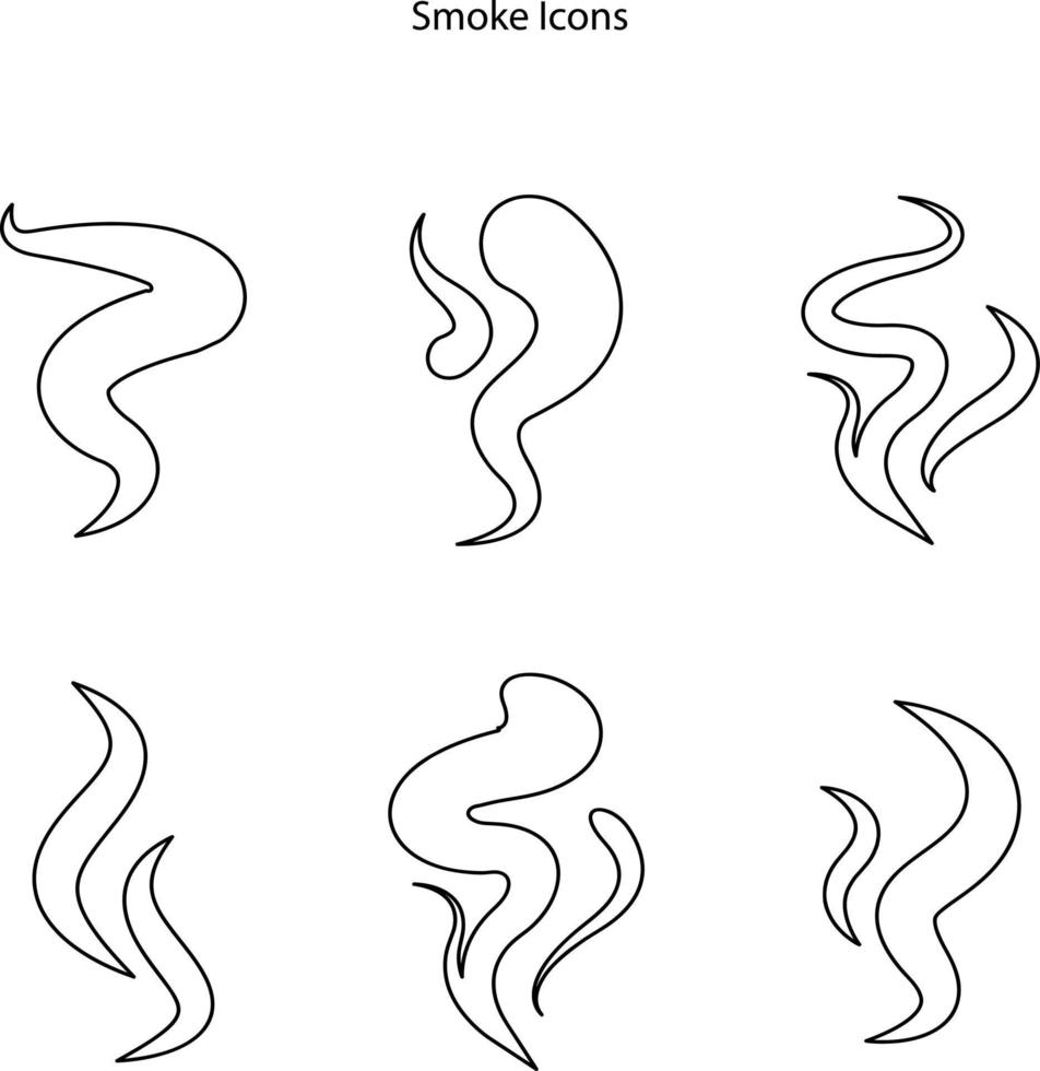smoke flows icons, steam explosion, smog and smoke clouds, Fog smoke, vapor or smoky toxic air splash vector