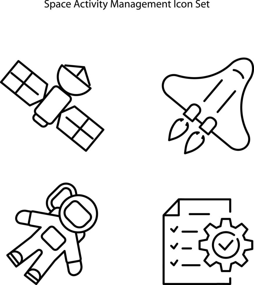 Space activity management icons. Organization and service. Spacetech trend abstract idea thin line illustration. Isolated outline drawing on white background. vector
