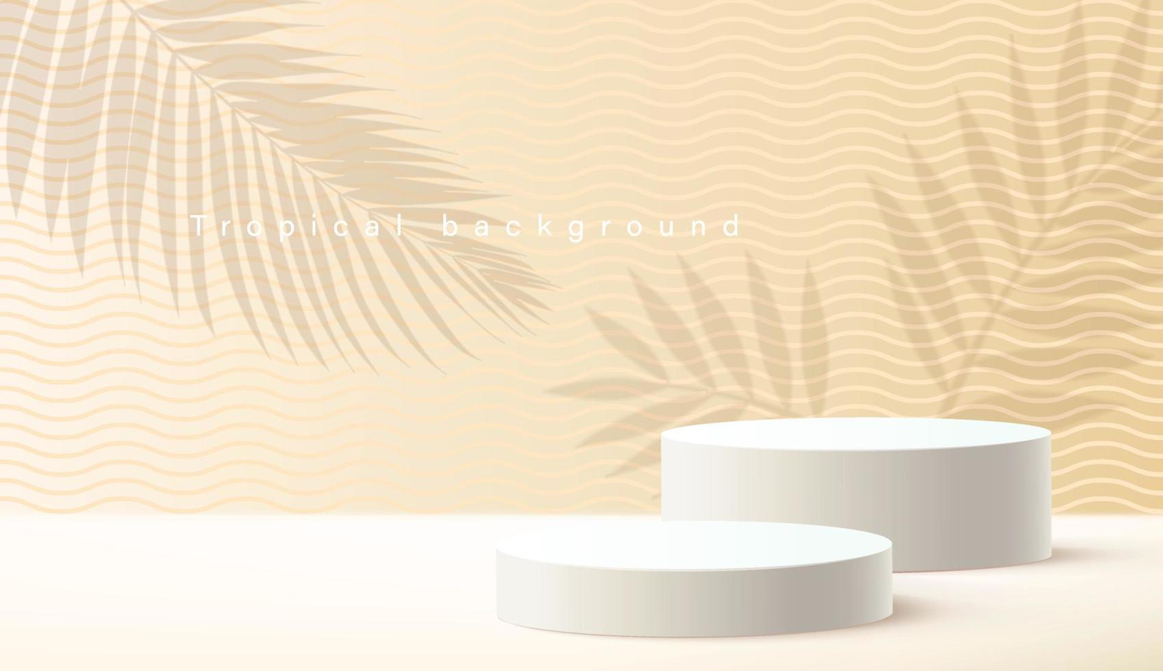 Product display podium vector with leaf shadow on beige color background