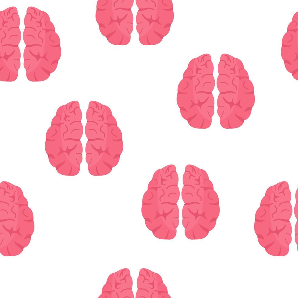 Seamless Pattern with Pink Brains isolated on white background. Mind, Intelligence Concept. Vector illustration for Your Design.