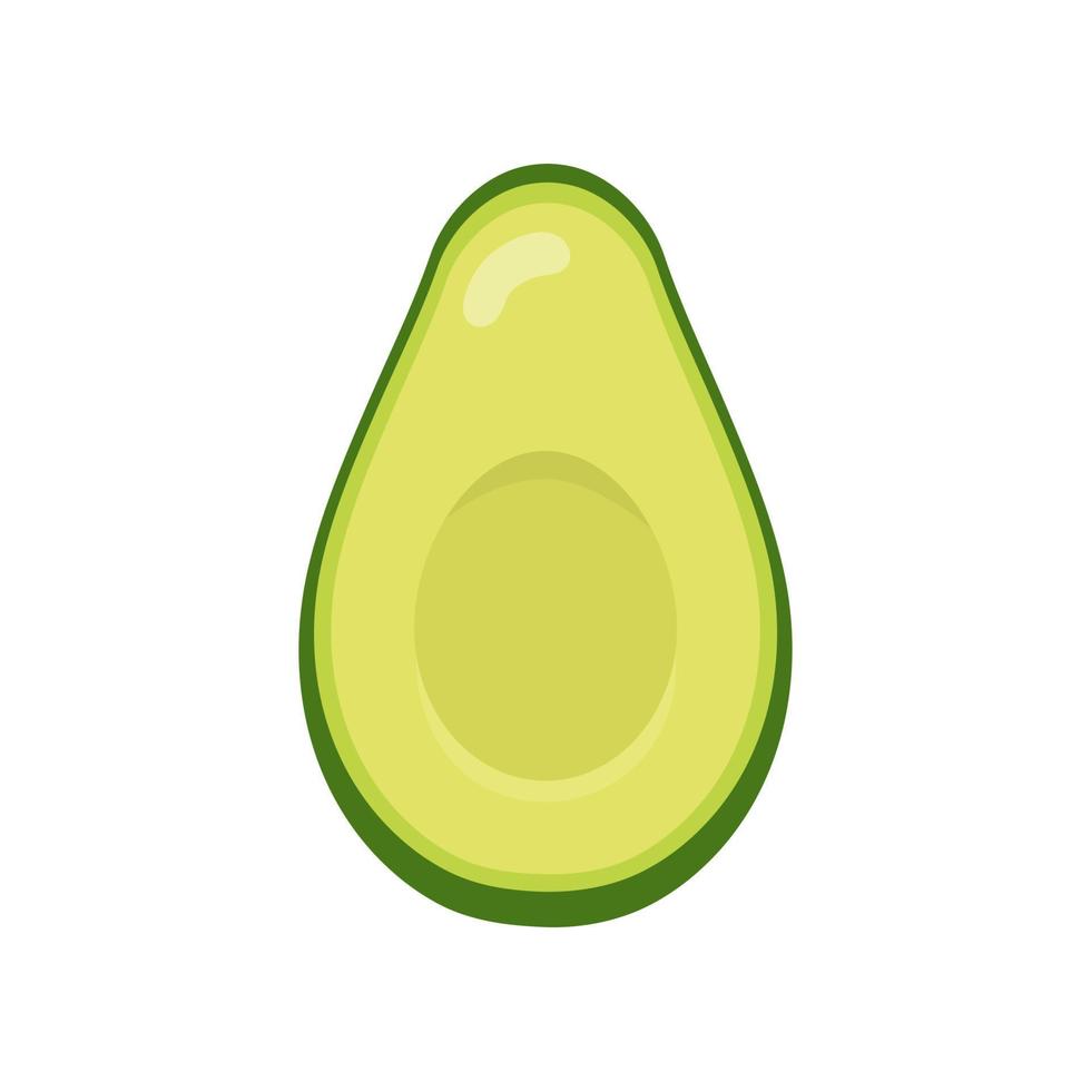 Fresh half avocado isolated on white background. Organic food. Cartoon style. Vector illustration for design.