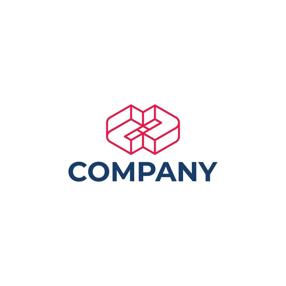 Container box synergy line logo vector