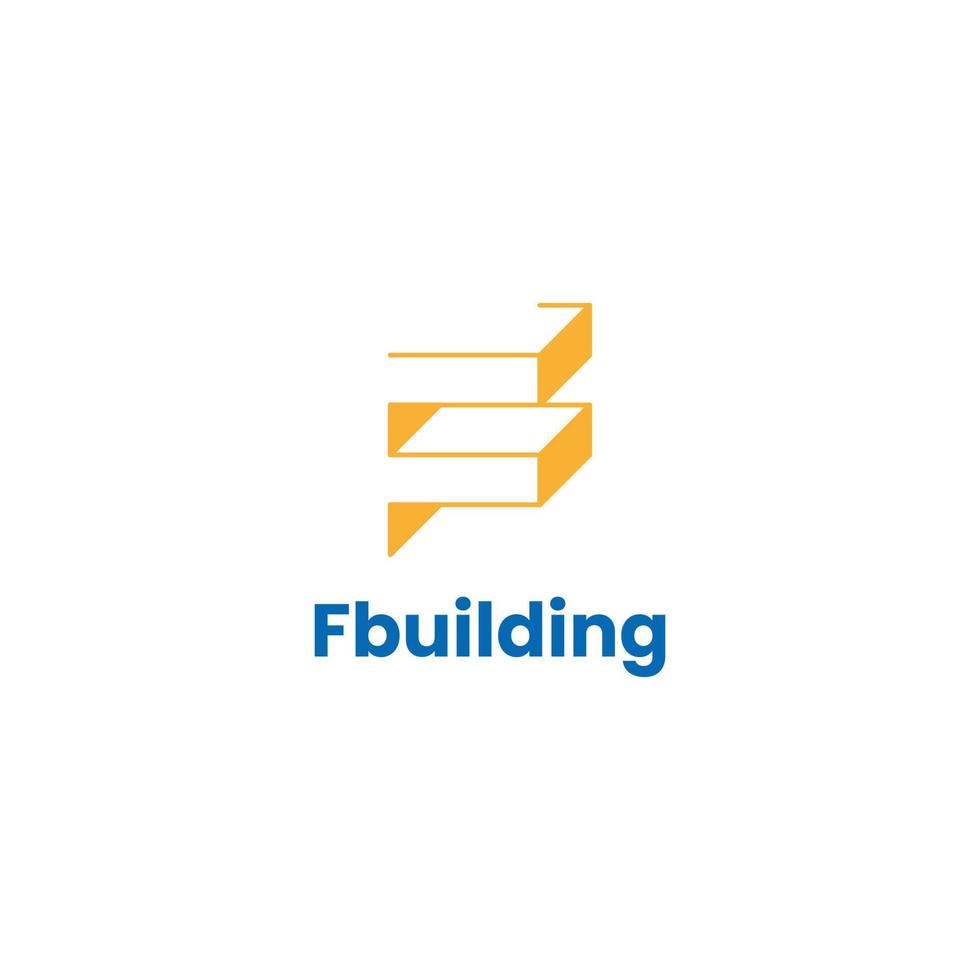 Letter F logo and minimalist building vector