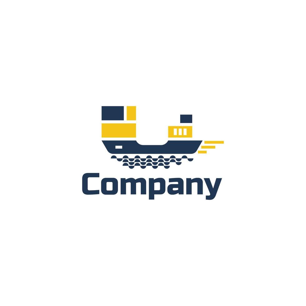 logotipo de barco de contenedores minimalista simple vector