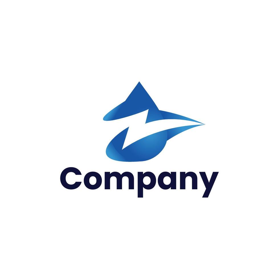 Blue Lightning and Water Combination Logo Design vector