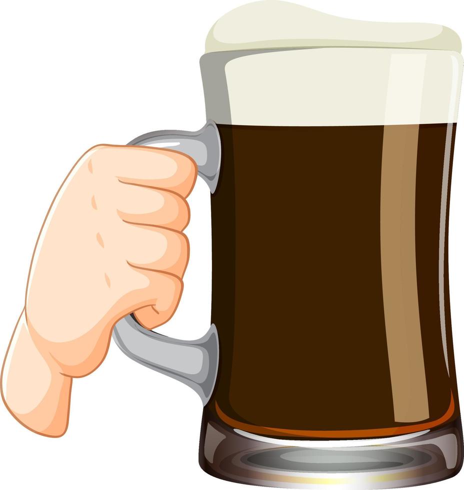 Hand holding beer glass vector