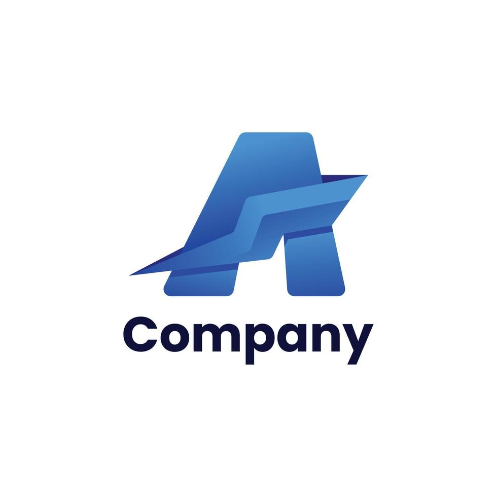 Initial Logo Design Combination of the letter A and Blue Lightning vector