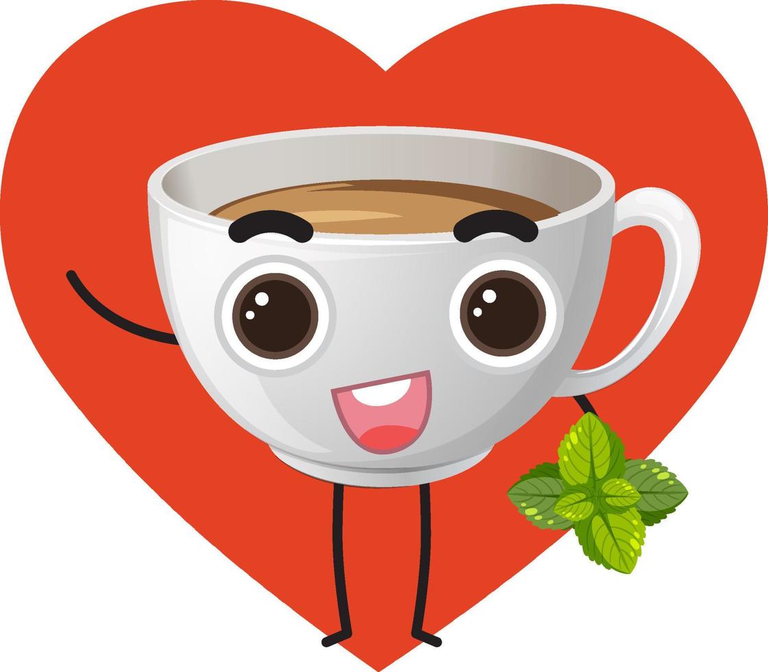 Tea cup cartoon character vector